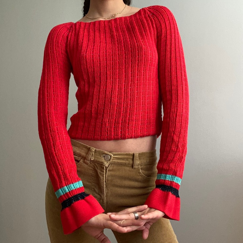 Bateau Neckline Long Sleeve Crop Top❤️